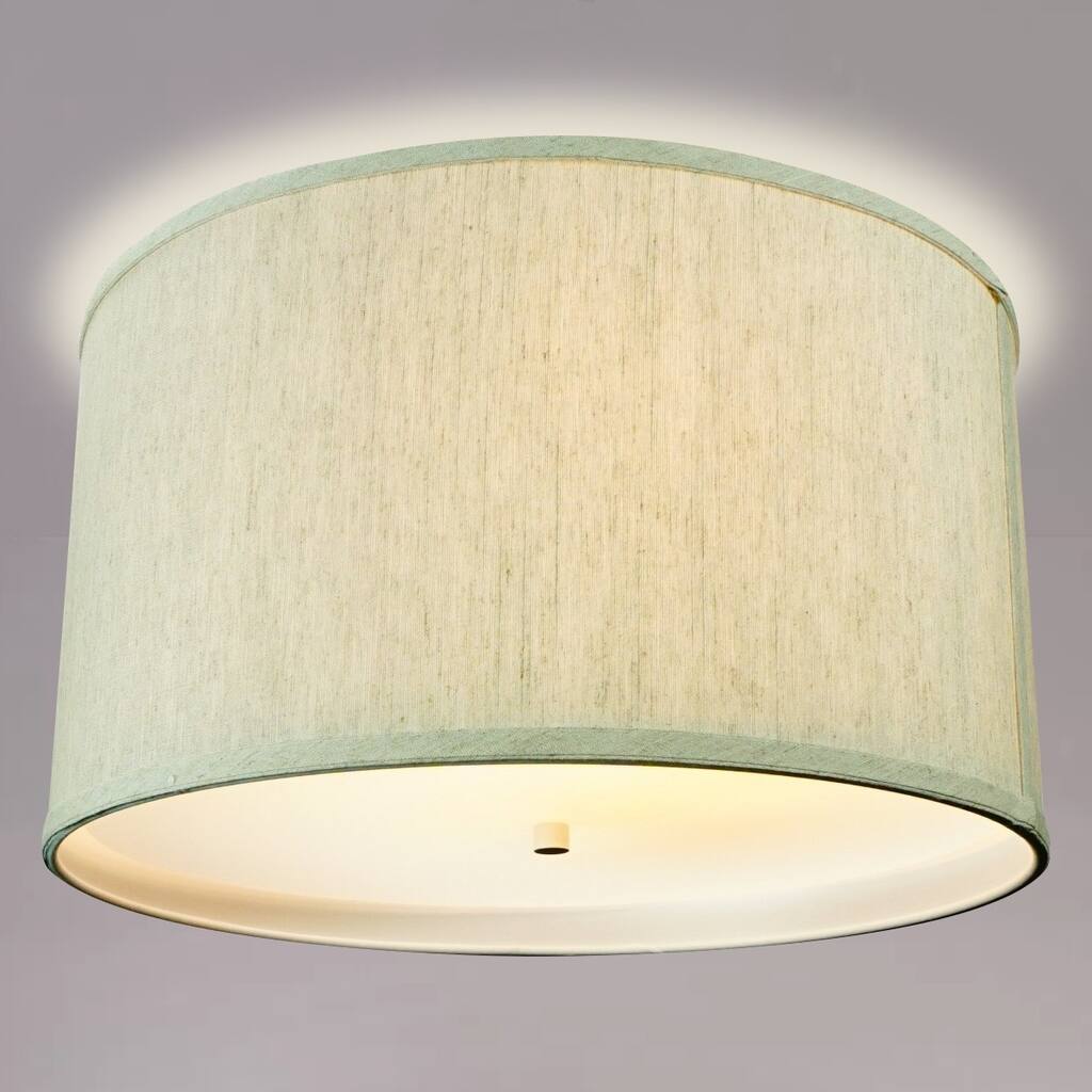 18 Moderne Flush Mount Converter Kit Textured Oatmeal Shallow Drum Lampshade 18x18x10