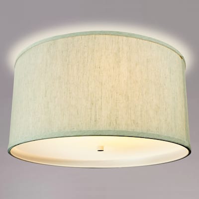 14 Moderne Flush Mount Converter Kit Textured Oatmeal Hardback Drum Lampshade 14x14x7