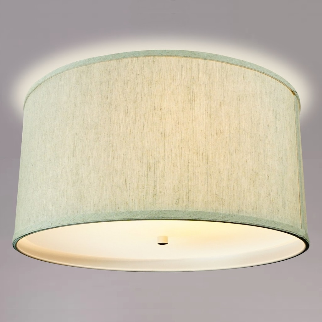 14 Moderne Flush Mount Converter Kit Textured Oatmeal Hardback Drum Lampshade 14x14x7