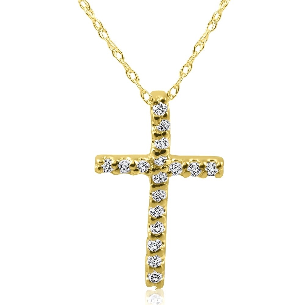 Diamond Illusion-set Solitaire Pendant 1//10ct 10k Yellow Gold