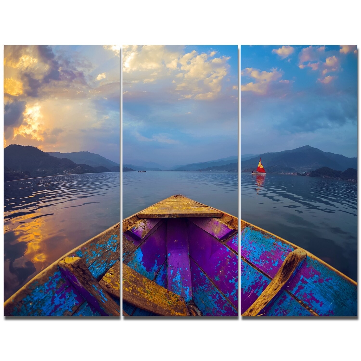 PINK TREES BOAT LAKE BEAUTIFUL CANVAS WALL ART PRINT PICTURE READY TO HANG