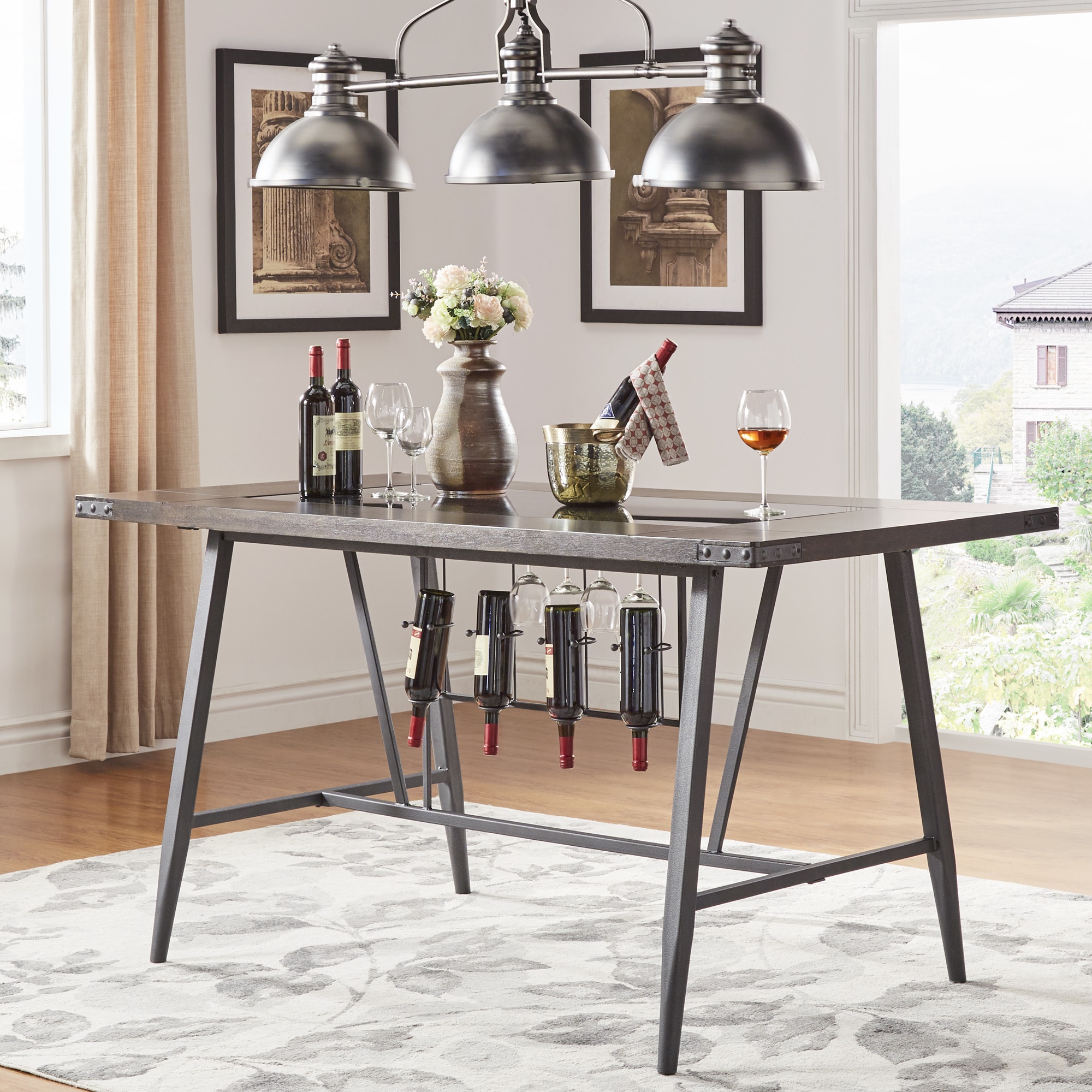 Harley Counter Height Dining Table With Wine Rack By Inspire Black 8 X 11 Ebay