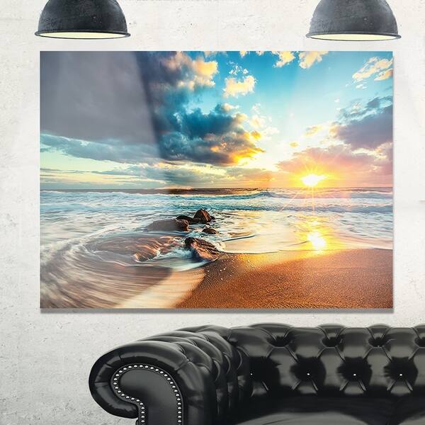Beautiful Cloudscape over the Sea - Modern Beach Glossy Metal Wall Art ...