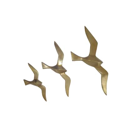 Aurelle Home Birds Gold Aluminum Wall Art (Set of 3)