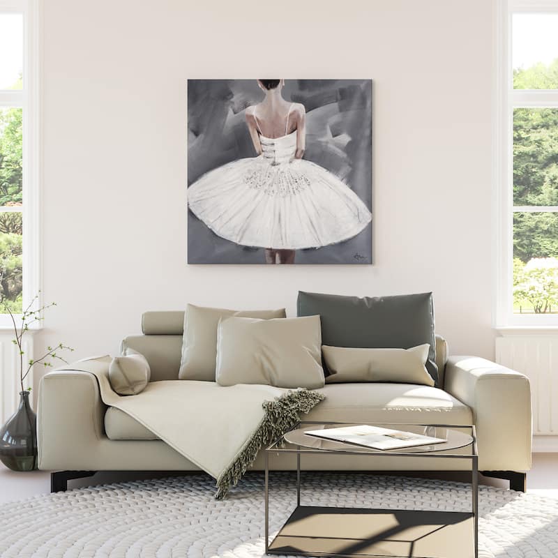 Yosemite Home Decor 'Ballerina III' Acrylic Square Original Hand-painted Acrylic Wall Art - multi