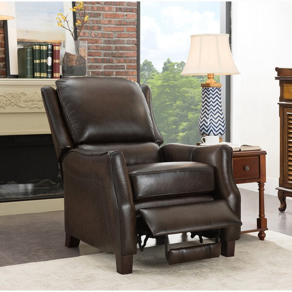 Shop Sandro Brown Premium Top Grain Leather Recliner Chair - On Sale