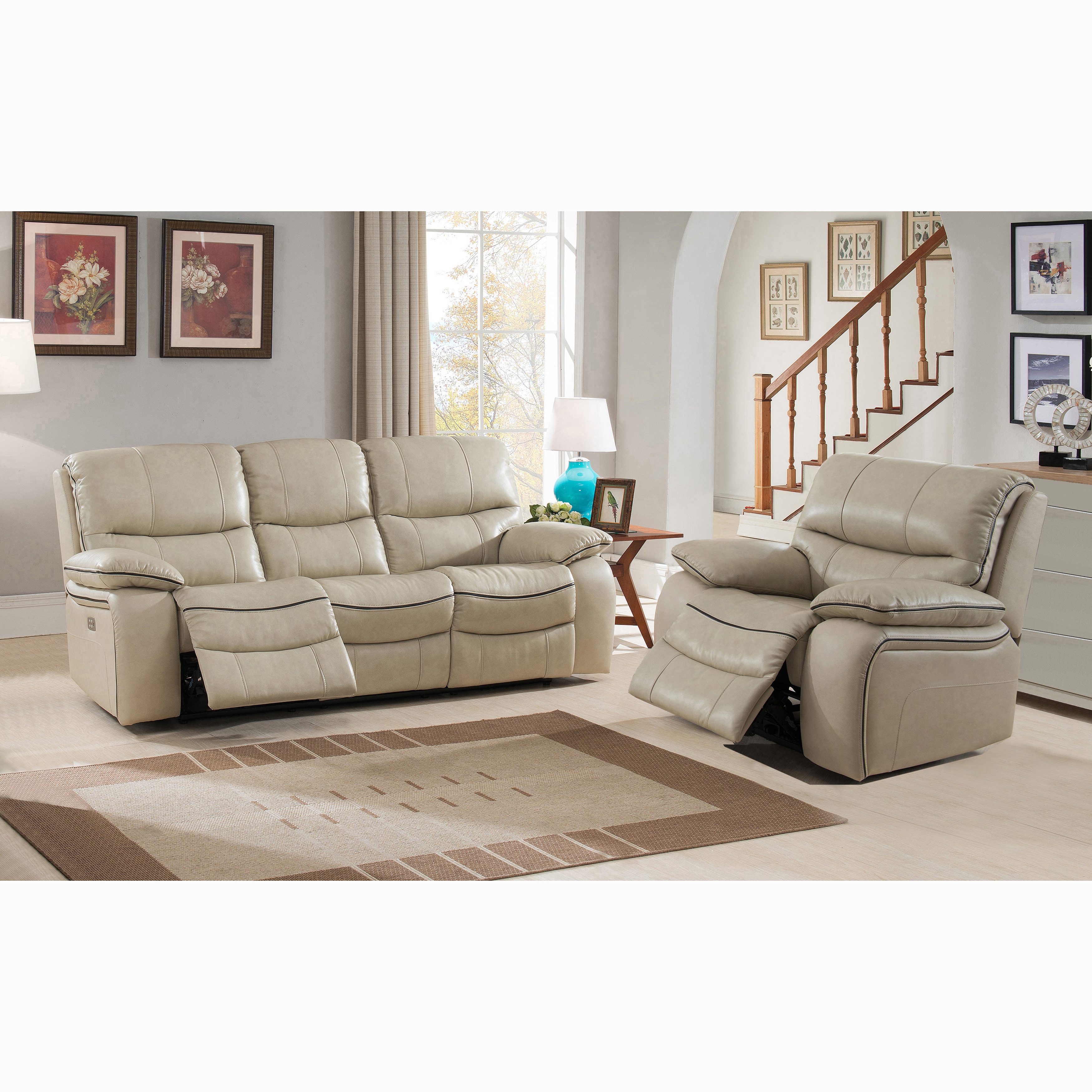 Shop Luca Ivory Top Grain Leather Power Reclining Sofa And Chair