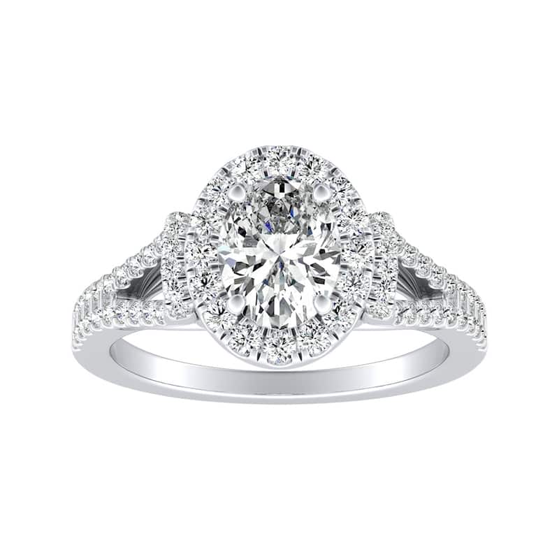 Modern Split-shank Oval Diamond Engagement Ring 5/8cttw 18k Gold by Auriya (H-I, SI1-SI2)