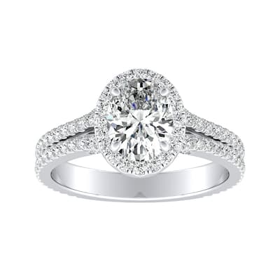 Auriya 18k Gold 9/10ctw Oval-cut Halo Diamond Engagement Ring (H-I, SI1-SI2)