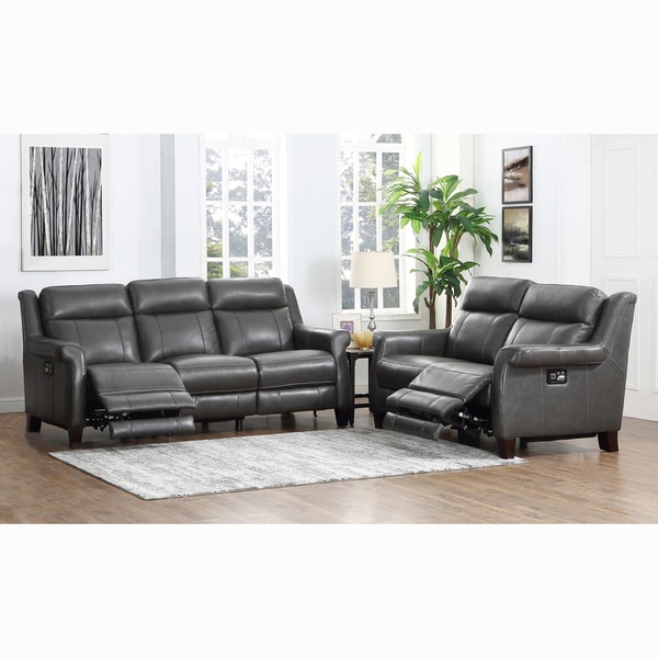 Alex Grey Premium Top Grain Leather Reclining Sofa And Alex Grey Premium Top Grain Leather Reclining Sofa And Loveseat