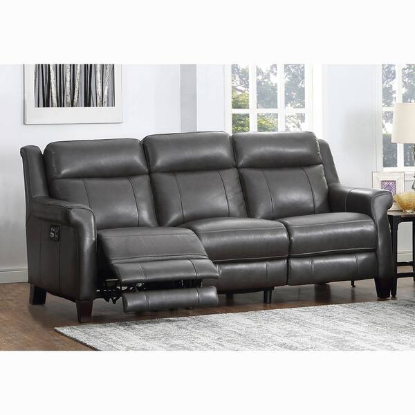 Shop Alex Grey Premium Top Grain Leather Power Reclining Sofa And