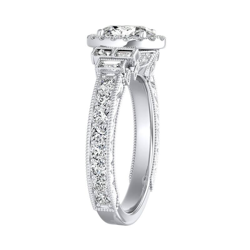 Vintage Art Deco Oval-cut Halo Diamond Ring 1 9/10cttw 18k Gold by Auriya