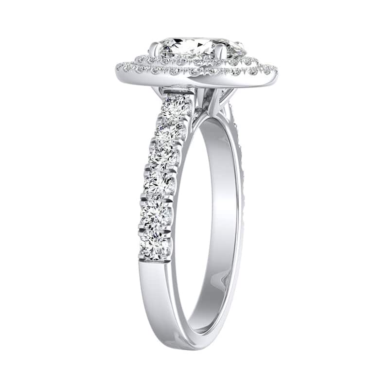 Classic Oval Shape 1ctw Double Halo Diamond Engagement Ring 18k Gold by Auriya (I-J, I1-I2)