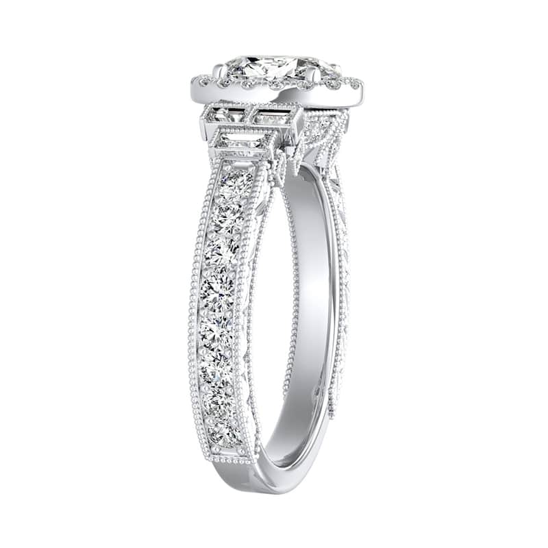 Vintage Art Deco Oval-cut Halo Diamond Ring 1 1/4cttw 18k Gold by Auriya (H-I, I1-I2)