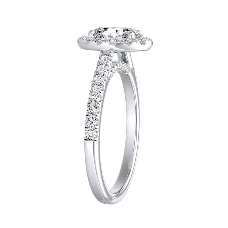 Auriya 18k Gold 3/4ctw Oval-cut Halo Diamond Engagement Ring (I-J, I1-I2)