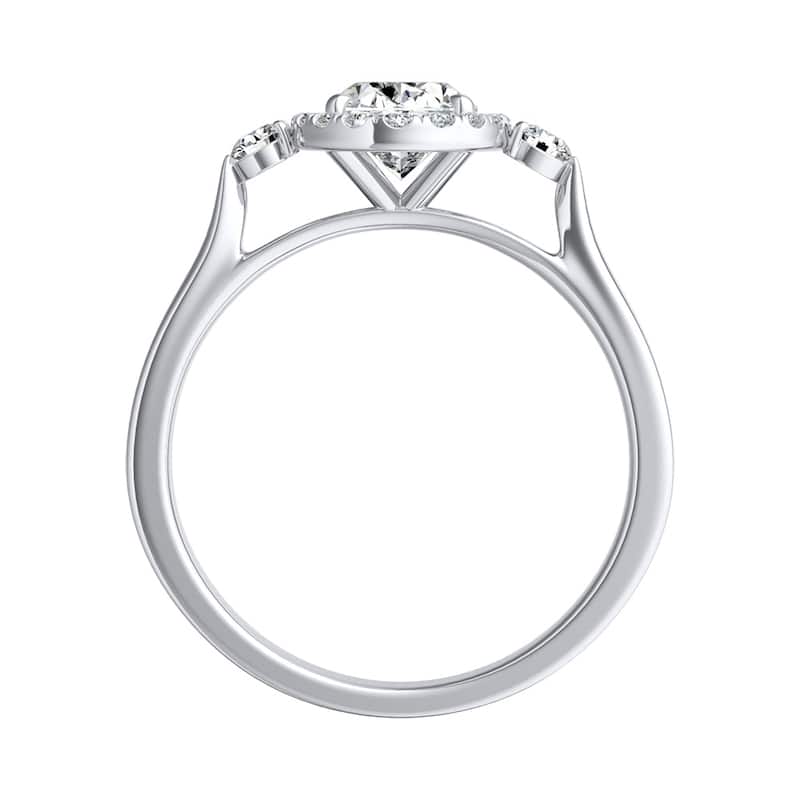3-stone Halo Oval Diamond Engagement Ring 1ctw 18k Gold by Auriya (I-J, I1-I2)