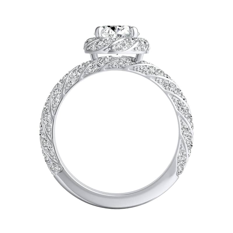 18k Gold Vintage 1 1/6ctw Oval-cut Halo Diamond Engagement Ring by Auriya (I-J, I1-I2)