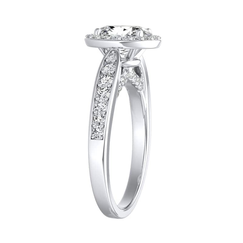 Modern Oval-cut Halo Diamond Engagement Ring 1 1/4cttw 18k Gold by Auriya (I-J, I1-I2)