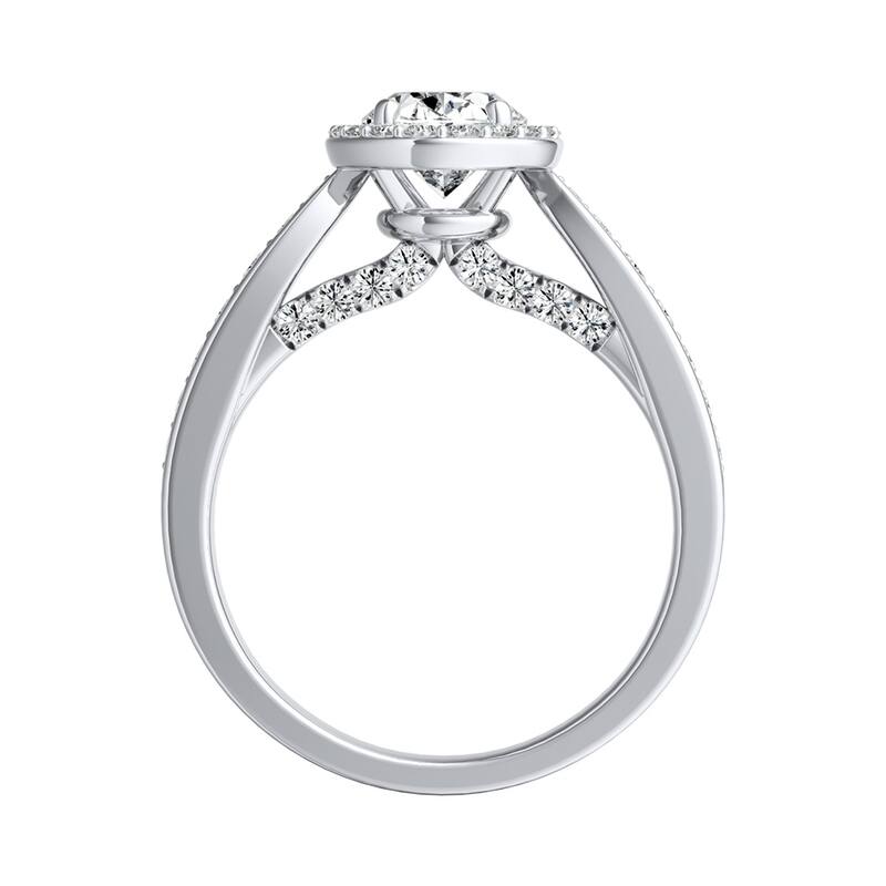 Modern Oval-cut Halo Diamond Engagement Ring 1 1/4cttw 18k Gold by Auriya (I-J, I1-I2)