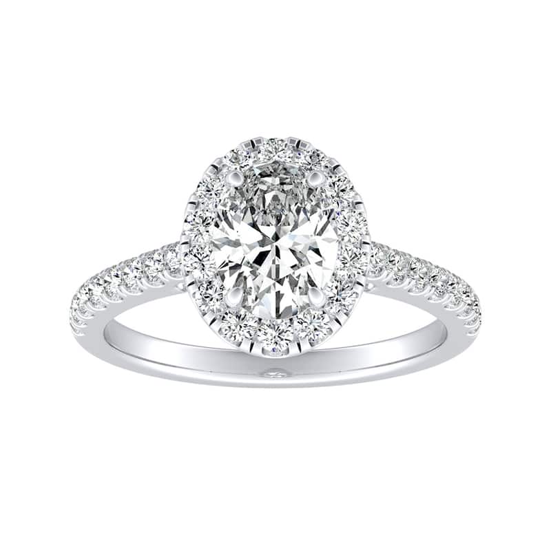 Auriya 18k Gold 9/10ctw Oval-cut Halo Diamond Engagement Ring (I-J, I1-I2)