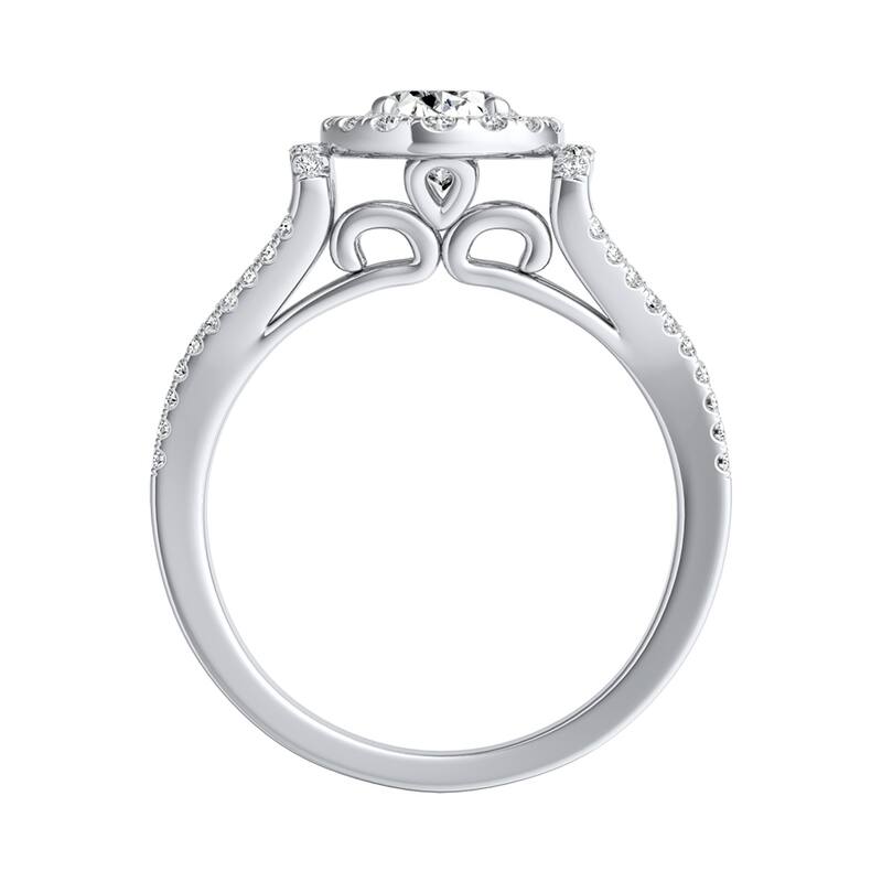 Modern Split-shank Oval Diamond Engagement Ring 7/8cttw 18k Gold by Auriya