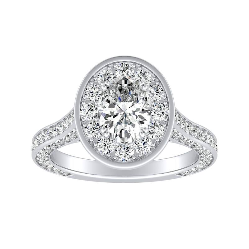 Oval-cut 2 1/4ctw Halo Diamond Engagement Ring by Auriya 18k Gold - 7.5 - White
