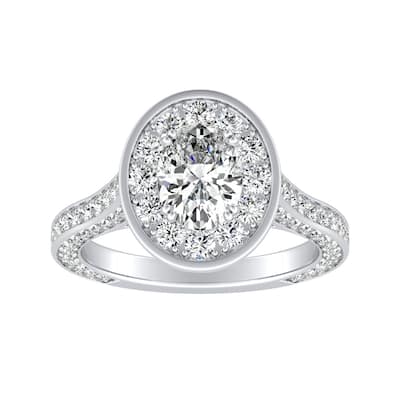 Oval-cut 2 1/4ctw Halo Diamond Engagement Ring by Auriya 18k Gold