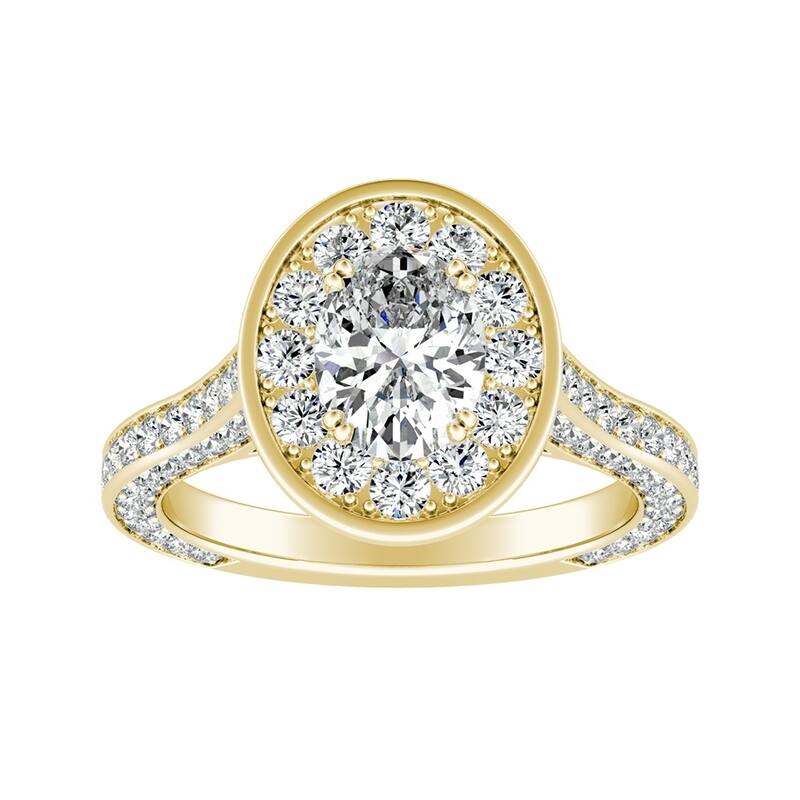 Oval-cut 2 1/4ctw Halo Diamond Engagement Ring by Auriya 18k Gold - 6 - Yellow