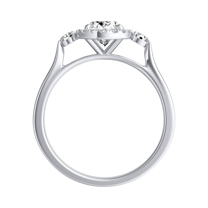 3-stone Halo Oval Diamond Engagement Ring 1 1/4ctw 18k Gold by Auriya
