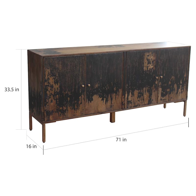 Aurelle Home Aria Rustic Mango Wood Sideboard, 3-Door