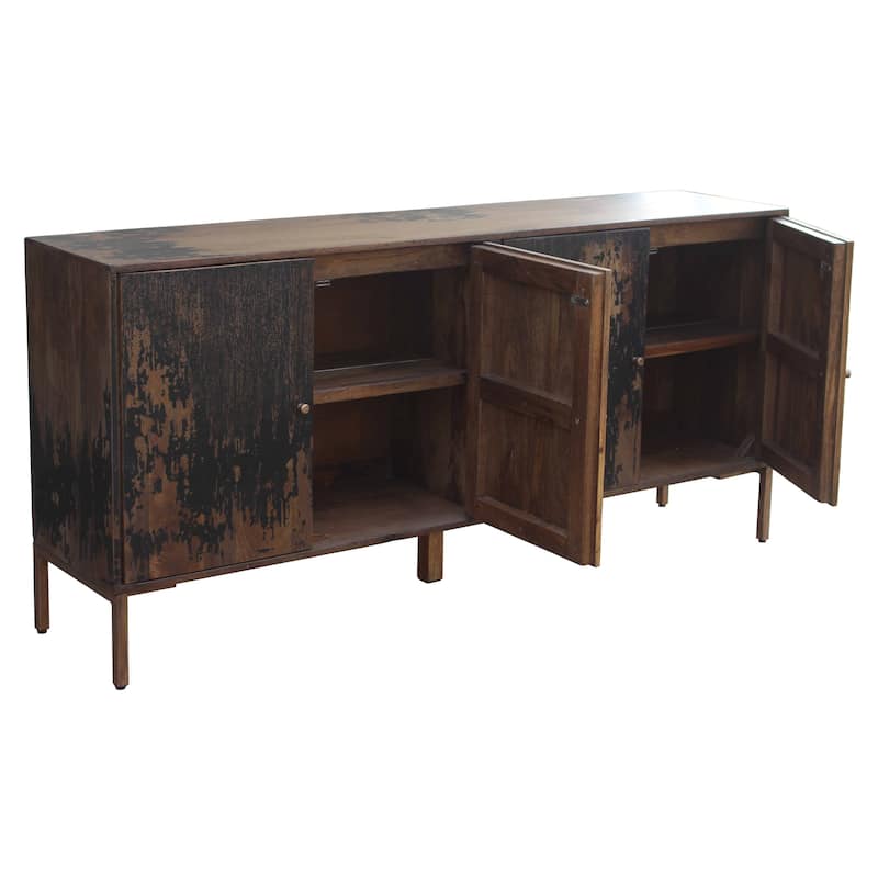 Aurelle Home Aria Rustic Mango Wood Sideboard, 3-Door