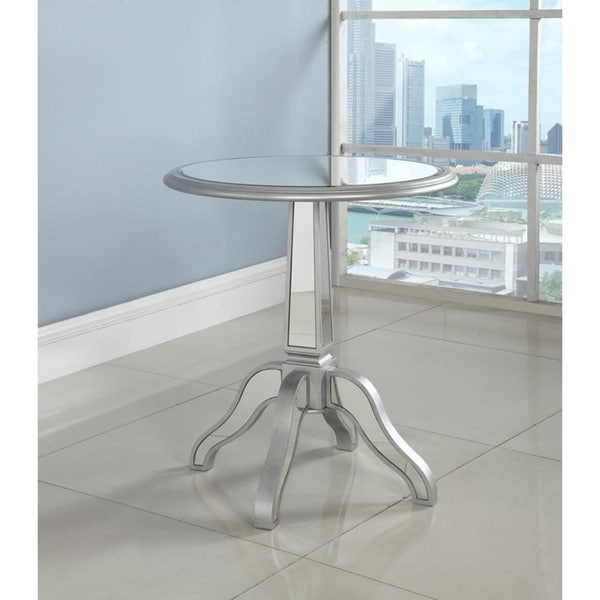 round mirrored bedside table