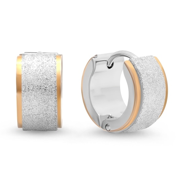 Piatella Las Two Tone Stainless Steel Leverback Earrings Piatella Las Two Tone Stainless Steel Leverback Earrings With Glitter