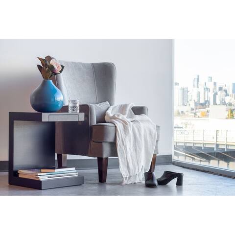 Aurelle Home Grey Velvet Upholsted Arm Chair