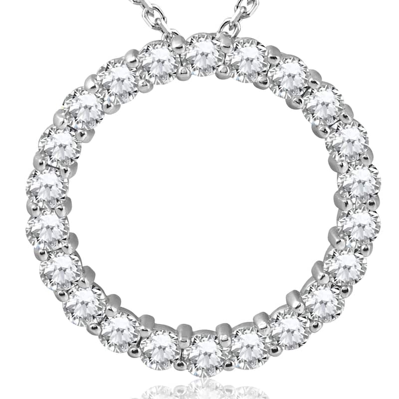 5ct Diamond Circle Pendant White Gold Lab Grown