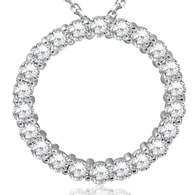 5ct Diamond Circle Pendant White Gold Lab Grown