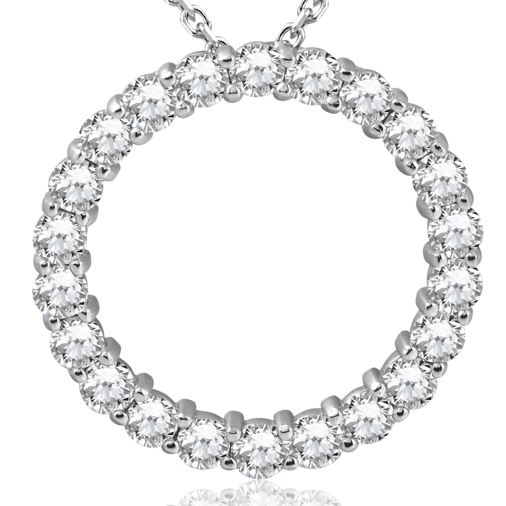 5ct Diamond Circle Pendant White Gold Lab Grown