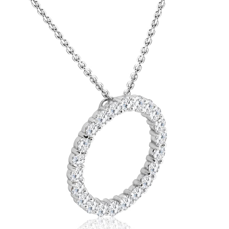 5ct Diamond Circle Pendant White Gold Lab Grown