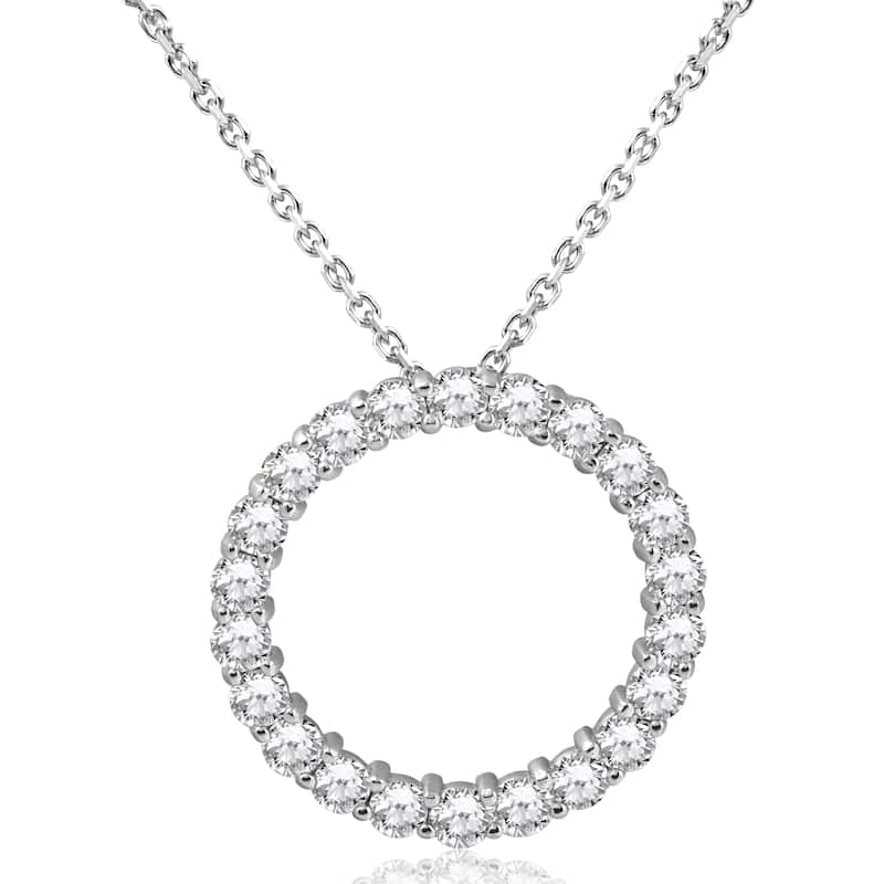5ct Diamond Circle Pendant White Gold Lab Grown
