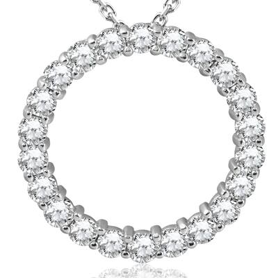 5ct Diamond Circle Pendant White Gold Lab Grown