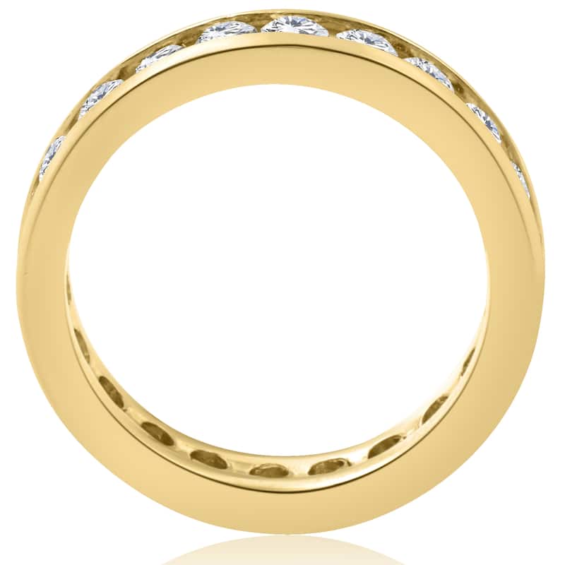 Pompeii3 14k Yellow Gold 2 ct TDW Diamond Channel Set Eternity Band Womens Wedding Ring - White