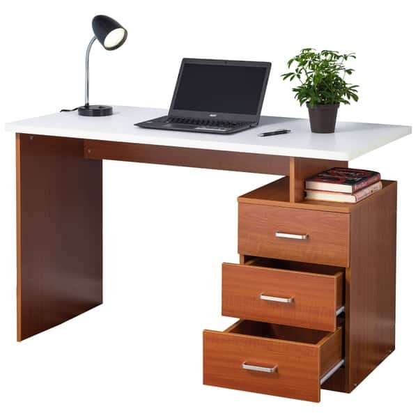 Shop Fineboard Home Office Desk With 3 Drawers Overstock 18778851