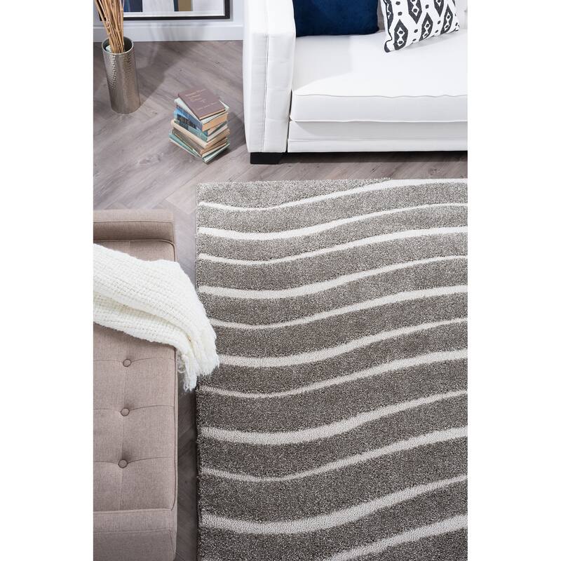 Waverly Shag Industrial Stripe Indoor Area Rug - 5'3 x 5'3