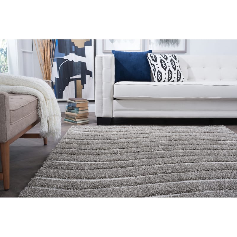 Waverly Shag Industrial Stripe Indoor Area Rug - 5'3 x 5'3