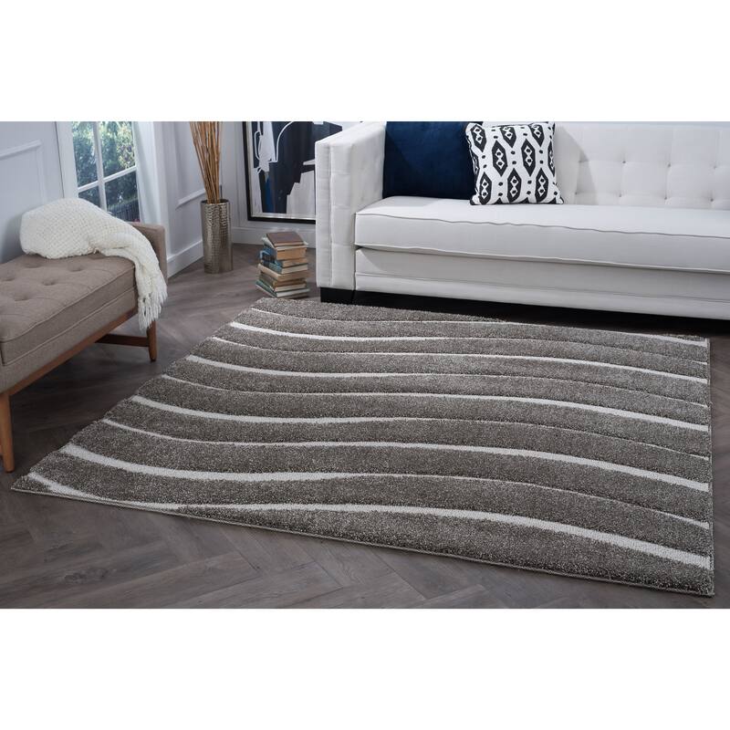 Waverly Shag Industrial Stripe Indoor Area Rug - 6'7 x 6'7