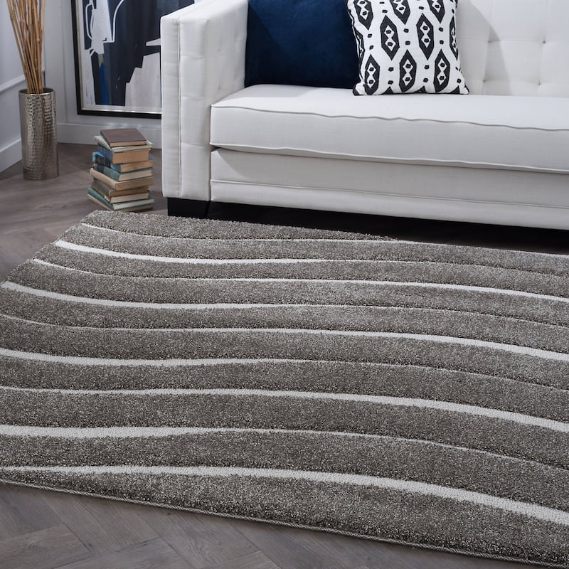 Waverly Shag Industrial Stripe Indoor Area Rug - 6'7 x 6'7