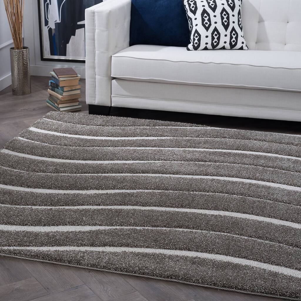 Waverly Shag Industrial Stripe Indoor Area Rug - 6'7 x 6'7