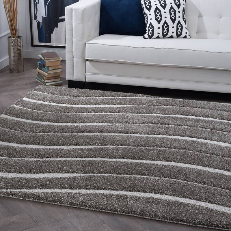 Waverly Shag Industrial Stripe Indoor Area Rug - 3'11 x 3'11