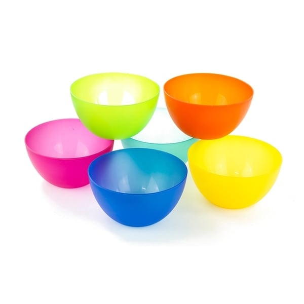 6 Pc Multi Colored Bowls - Reusable BPA-Free Cereal Fruit or Soup Bowl