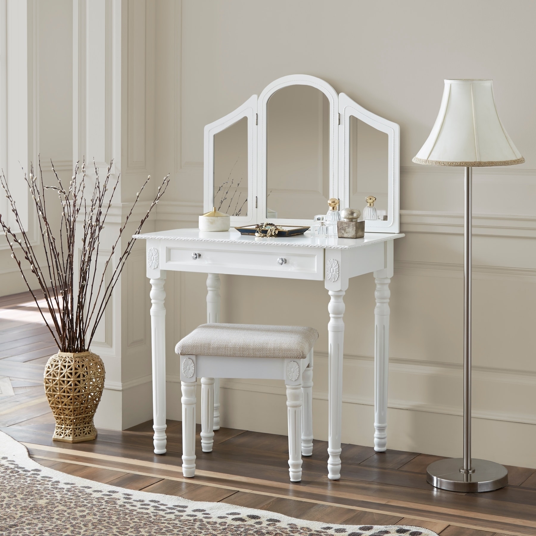 three mirror dressing table